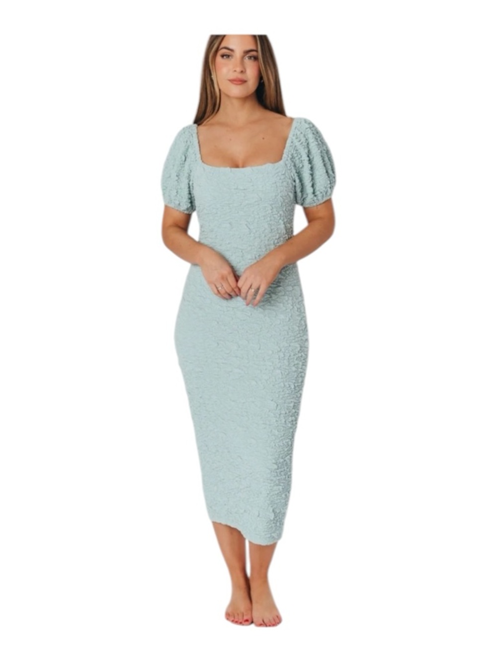 Endless Blu Midi Dress Textured Green Seafoam - XL